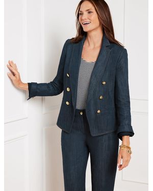 Talbots Refined Denim Double Breasted Blazer - Blue