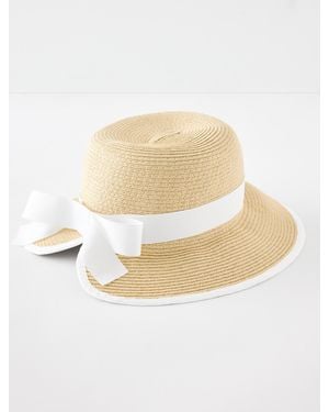 Talbots Split Back Straw Hat - White