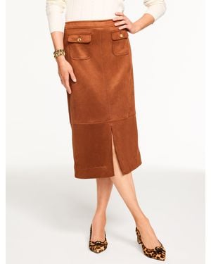 Talbots Faux Suede Midi Skirt - Brown
