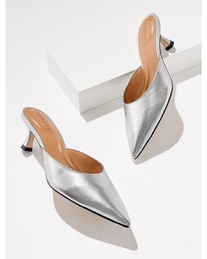 Talbots Ember Metallic Nappa Mules - White