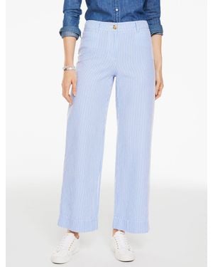 Talbots Seersucker Wide Ankle Trousers - Blue