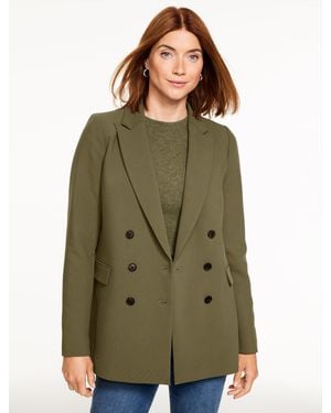 Talbots Double Breasted Twill Blazer - Green