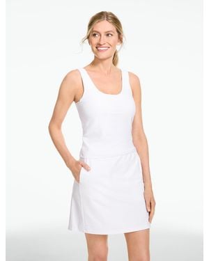 Talbots Jacquard Built-in Bra Sleeveless Tank Top - White