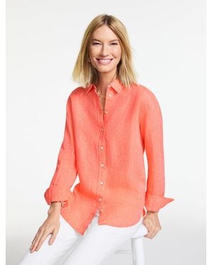 Talbots Linen Everyday Relaxed Shirt - Pink
