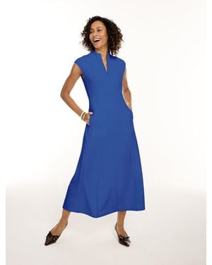 Talbots Textured Knit Fit & Flare Dress - Blue