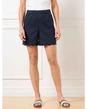 Talbots Washed Linen Scallop Hem Shorts - Blue