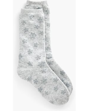 Talbots Metallic Falling Snowflakes Trouser Socks - White