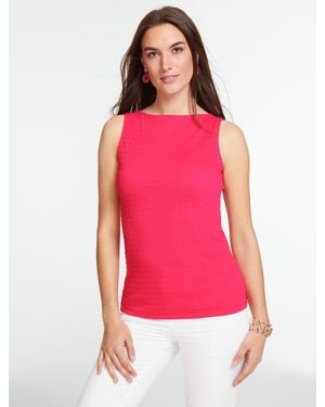 Talbots Smocked Bateau Neck Tank Top - Red