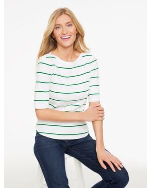 Talbots Ribbed Bateau Neck T-shirt - White