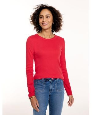 Talbots Ribbed Long Sleeve Crewneck T-shirt - Red