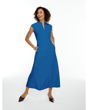 Talbots Textured Knit Fit & Flare Dress - Blue