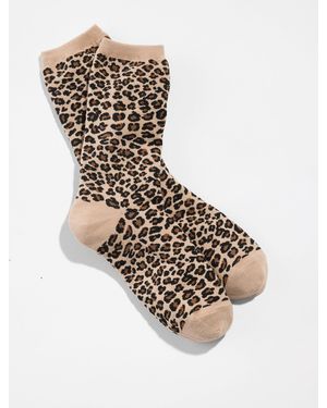 Talbots Tri-color Cheetah Trouser Socks - Natural