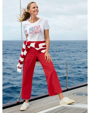 Talbots Floral Flag Short Sleeve Crewneck T-shirt - Red