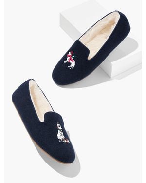 Talbots Fireside Embellished Flannel Slippers - Blue