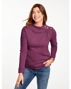 Talbots Button Shoulder Sweatshirt - Purple