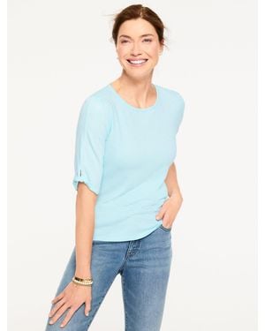 Talbots Elbow Sleeve Knot Top - White