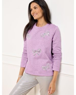 Talbots Embellished Crewneck Sweatshirt - Purple