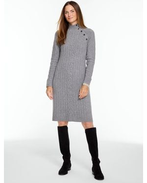 Talbots Cable Knit Mockneck Jumper Dress - Grey