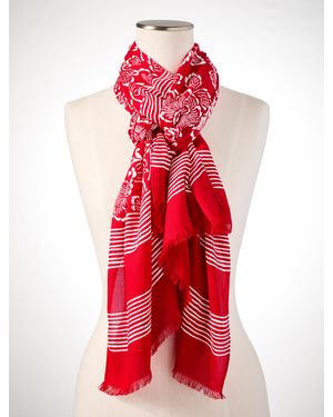 Talbots Block Floral Geo Scarf - Red