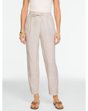Talbots Washed Linen Tapered Ankle Pull-on Pants - Natural