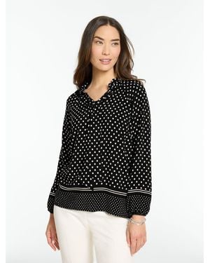 Talbots Tie Neck Ruffle Top - Black