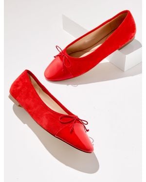 Talbots Ansly Suede Patent Leather Ballet Flats - Red