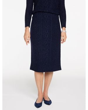 Talbots Metallic Mixed Cable Midi Skirt - Blue