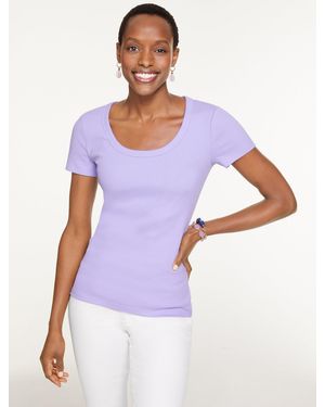 Talbots Ribbed Scoop Neck T-shirt - White