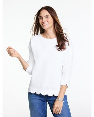 Talbots Scalloped French Terry Sweatshirt - White