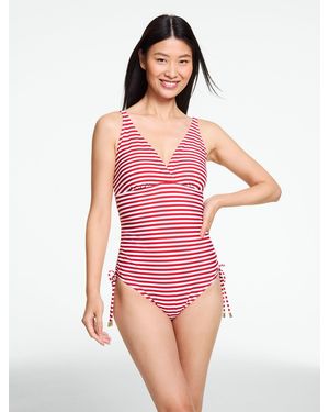 Aqua Club Ruched One-piece Swimsuit - Red