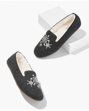 Talbots Fireside Embellished Flannel Slippers - Metallic