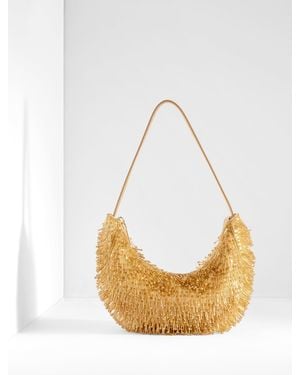Talbots Beaded Satin Crescent Bag - White