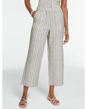 Talbots Washed Linen Wide Crop Pull-on Trousers - Grey