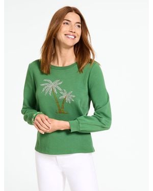 Talbots Embellished Palm Tree Sweatshirt - Green