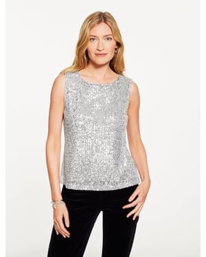 Talbots Sequin Sleeveless Shell Top - White