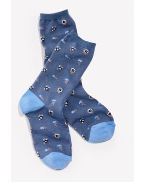 Talbots Ditsy Blooms Trouser Socks - Blue