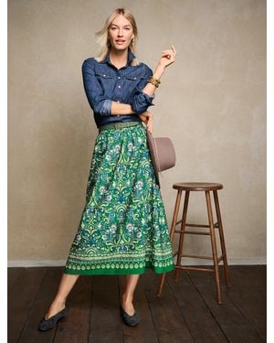 Talbots Poplin Fit & Flare Midi Skirt - Green