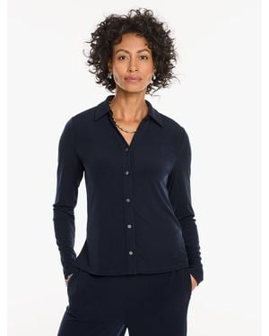Talbots Knit Kit Button Front Top - Blue