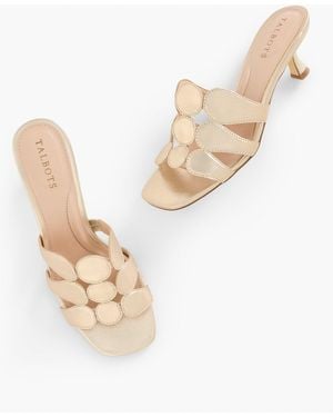 Talbots Sabel Metallic Nappa Flare Heel Sandals - Natural