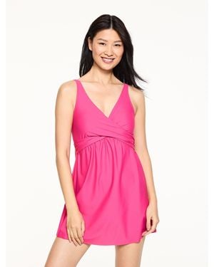 Aqua Club Faux Wrap Swim Dress - Pink