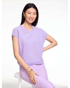 Talbots Extended Shoulder Crewneck Sweater - Purple