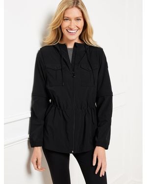 Talbots Lightweight Woven Stretch Hooded Convertible Jacket - Black