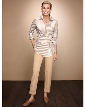 Talbots Tie Front Poplin Shirt - Natural