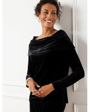 Talbots Off-the-shoulder Stretch Velvet Top - Black