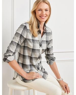 Talbots Cotton Button Front Shirt - Gray