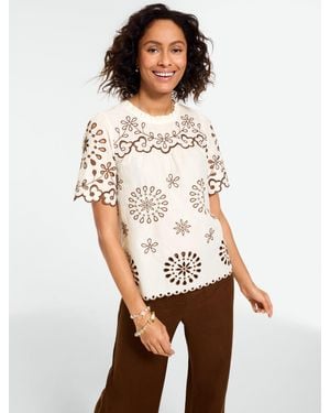 Talbots Embroidered Voile Top - White