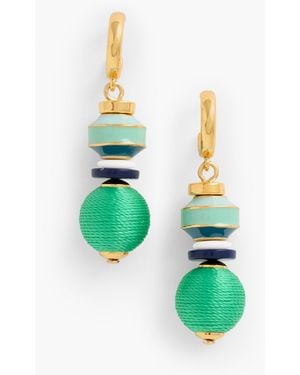 Talbots Thread Wrap Bead Drop Earrings - Green