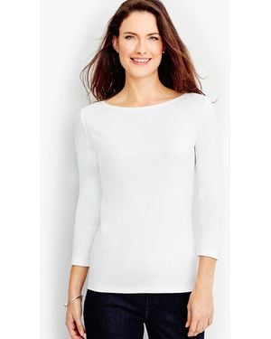 Talbots Pima Cotton Bateau Neck T-shirt - White