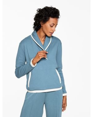 Talbots Cozy Cloud Shawl Collar Pullover Sweater - Blue