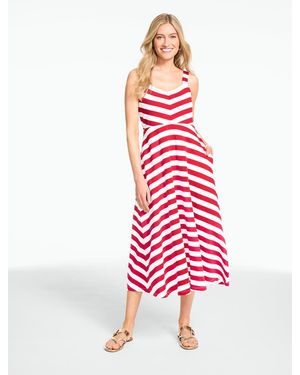 Talbots Marina Stripe Jersey Fit & Flare Maxi Dress - Red